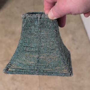 Beaded Lampshade in Teal and Silver